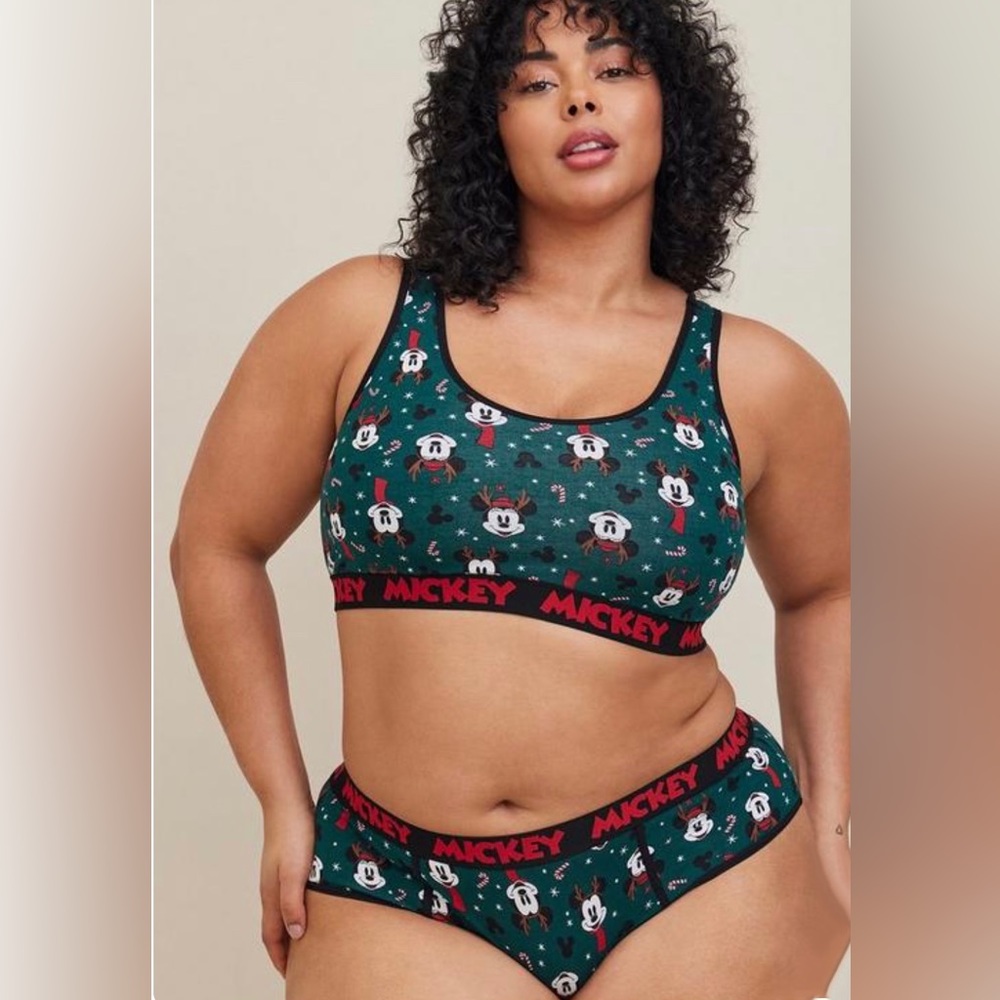 Disney Mickey Mouse Unlined Cotton Scoop Neck Bralette & Panty set